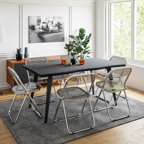 Leisuremod Rectangular 63 in W, 30 in L, Acrylic/Chrome/MDF/Metal, Transparent Black - LF19RTM63TBL6