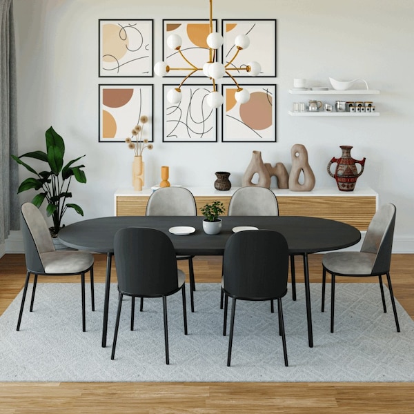Leisuremod Oval 82.7 in W, 29.5 in L, MDF/Steel, Black - TT84BL