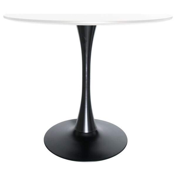 Leisuremod Round 32 in W, 29 in L, MDF/Iron, Black/White - BTBL-31W