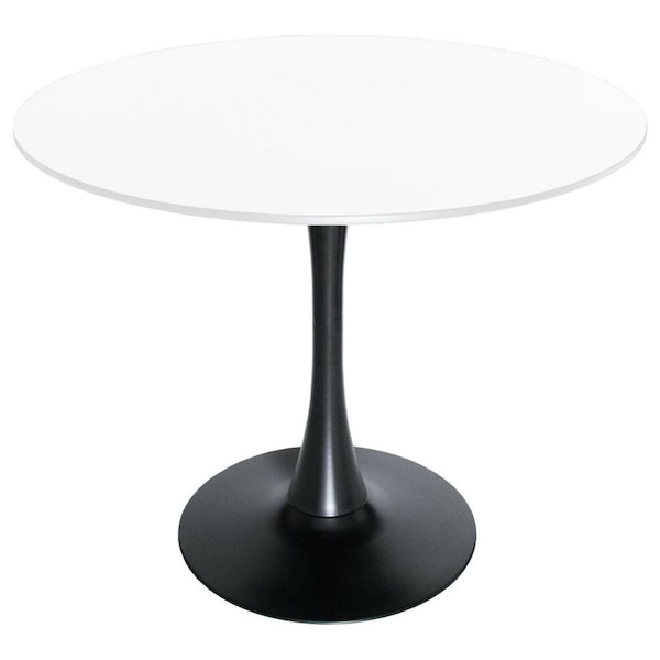 Leisuremod Round 32 in W, 29 in L, MDF/Iron, Black/White - BTBL-31W