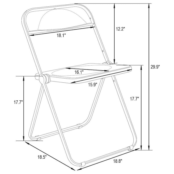 Leisuremod 47 in W, 30 in L, Acrylic/Chrome/MDF/Metal, Clear - LF19RTX47CL4