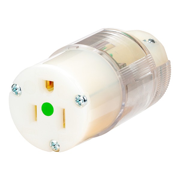 Hubbell Wiring Device-Kellems Straight Blade Connector, Clear, 15 A - HBL8219CTST