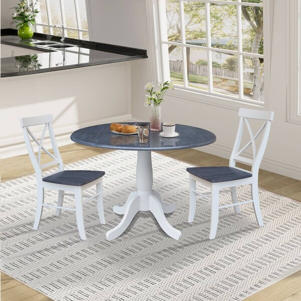 Whitewood Industries Extension Dining Tables, 45 in L, 38 in H, Parawood, 3 Piece Set - K05-42DPT-C613-2