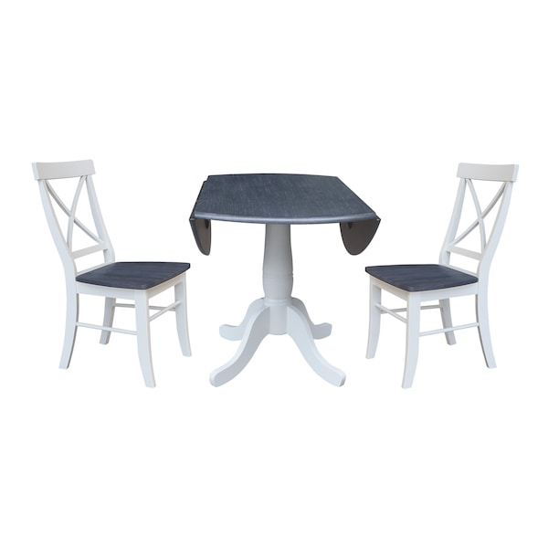 Whitewood Industries Extension Dining Tables, 45 in L, 38 in H, Parawood, 3 Piece Set - K05-42DPT-C613-2