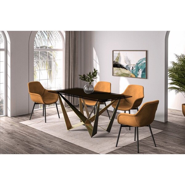 Leisuremod Rectangular 55.11 in W, 29.9 in L, Glass/Steel, Black - NTG-55BL-G
