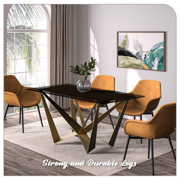 Leisuremod Rectangular 55.11 in W, 29.9 in L, Glass/Steel, Black - NTG-55BL-G