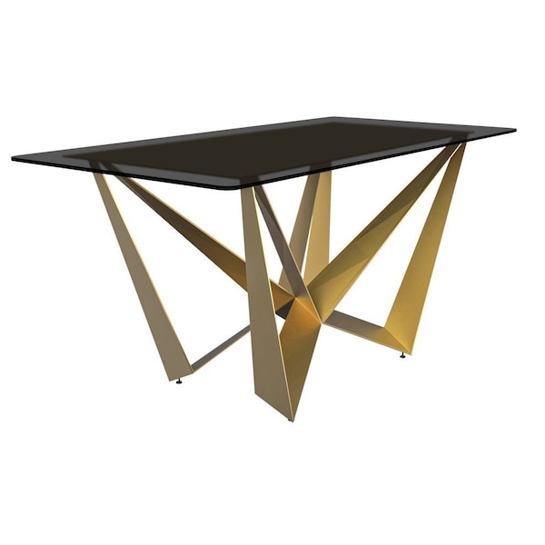 Leisuremod Rectangular 55.11 in W, 29.9 in L, Glass/Steel, Black - NTG-55BL-G