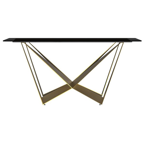 Leisuremod Rectangular 55.11 in W, 29.9 in L, Glass/Steel, Black - NTG-55BL-G