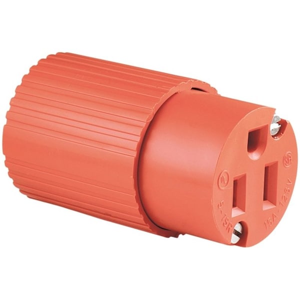Eaton Wiring Devices Electrical Connector, 2 -Pole, 15 A, 125 V, NEMA: NEMA 5-15, Orange - 6887-BOX