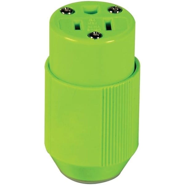 Eaton Wiring Devices Electrical Connector, 2 -Pole, 15 A, 125 V, NEMA: NEMA 5-15R, Fluorescent Green - BP3487-4GN