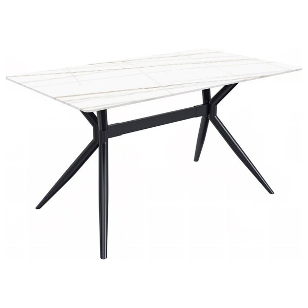 Leisuremod Rectangular 55.11 in W, 29.9 in L, Stone/Stainless Steel, White/Gold - ETBL-55WG-S