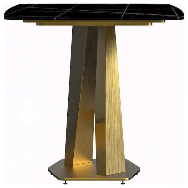 Leisuremod Rectangular 55.11 in W, 29.9 in L, Sintered Stone/ Stainless Steel, Black/Gold - VTG-55BLG-S