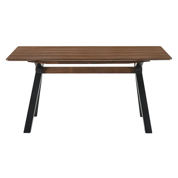 Armen Living Laredo 63" Mid-Century Modern Walnut Wood Dining Table with Black Legs - LCLRDIWA