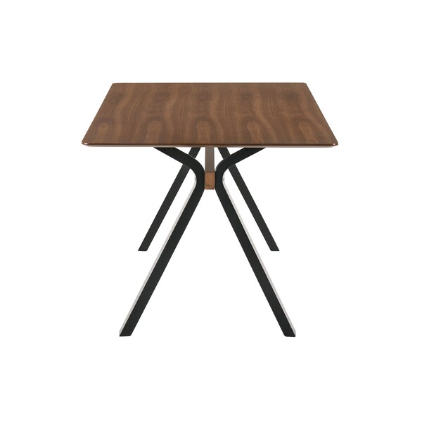 Armen Living Laredo 63" Mid-Century Modern Walnut Wood Dining Table with Black Legs - LCLRDIWA