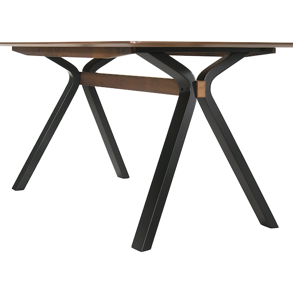 Armen Living Laredo 63" Mid-Century Modern Walnut Wood Dining Table with Black Legs - LCLRDIWA
