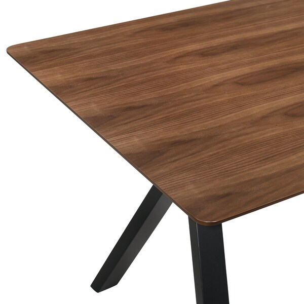 Armen Living Laredo 63" Mid-Century Modern Walnut Wood Dining Table with Black Legs - LCLRDIWA
