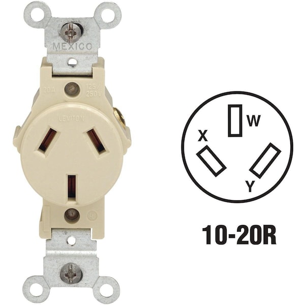 Leviton 20A Ivory Commercial Grade 10-20R Non-Grounding Single Outlet - 0030503200I