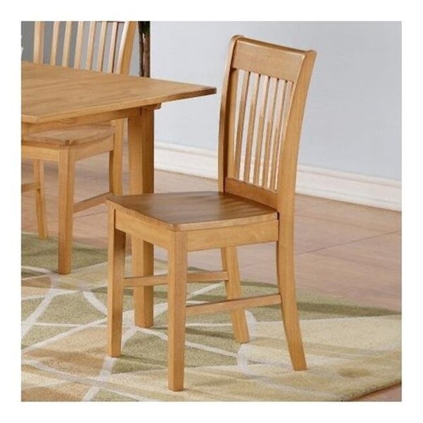East West Furniture East West NFC-OAK-W Norfolk Chair with Wood Seat -Oak Finish.; Oak - Pack of 2 - NFC-OAK-W