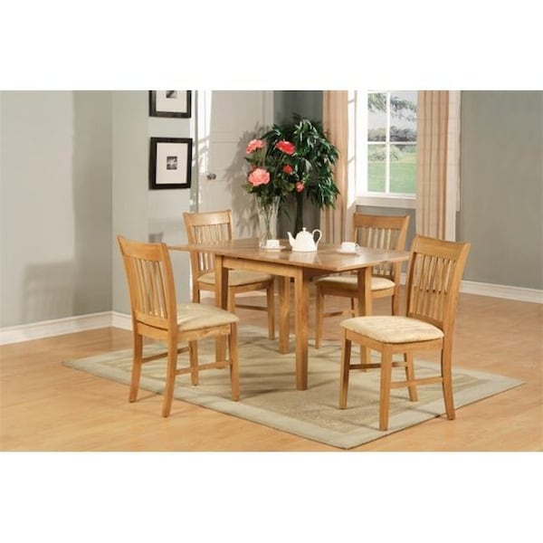 East West Furniture East West Furniture NOFK3-OAK-C Norfolk 3PC Set with rectangular table featured 12 in Butterfly Leaf and 2 Upholstered seat chairs - NOFK3-OAK-C