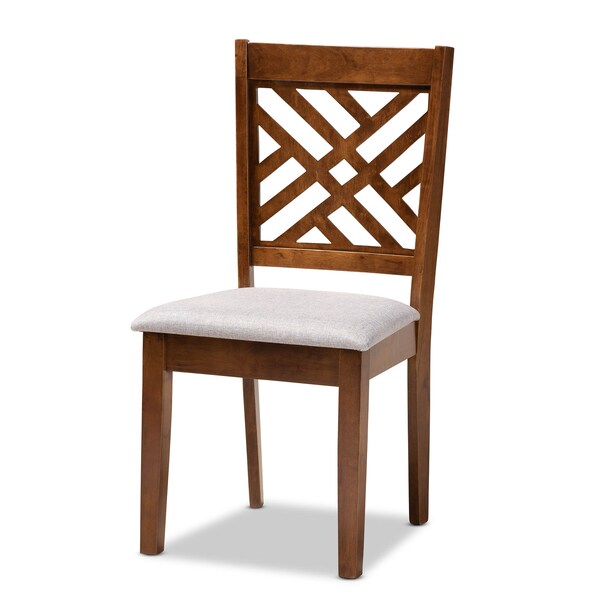 Baxton Studio Gustavo Grey Upholstered and Walnut Wood 6-Piece Dining Set - 170-9881-10917-10520