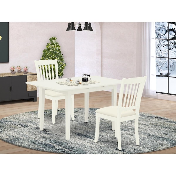 East West Furniture 3 Piece Norfolk Modern Dinette Set - Linen White - NODA3-LWH-C