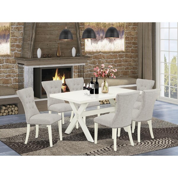 East West Furniture 7 Piece X-Style Kitchen Furniture Set - Doeskin - X026GA235-7