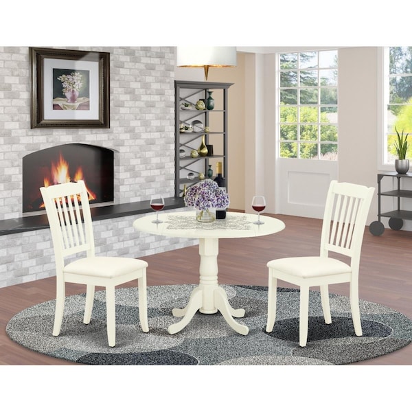 East West Furniture 3 Piece Dublin Dinette Set - Linen White - DLDA3-WHI-C