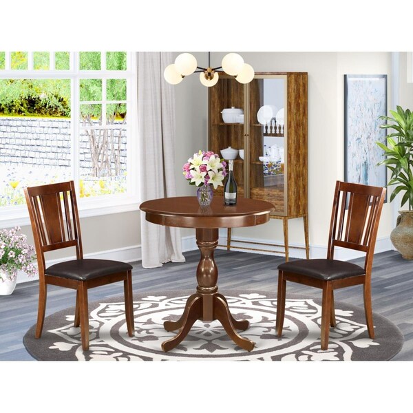 East West Furniture 3 Piece Eden Modern Dining Room Set - Mahogany - ESDU3-MAH-LC