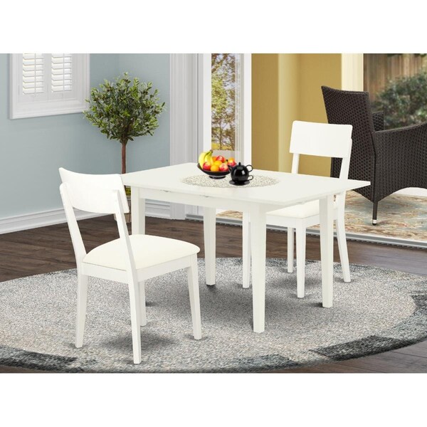 East West Furniture 3 Piece Norfolk Modern Dining Table Set - Linen White - NOAD3-LWH-LC