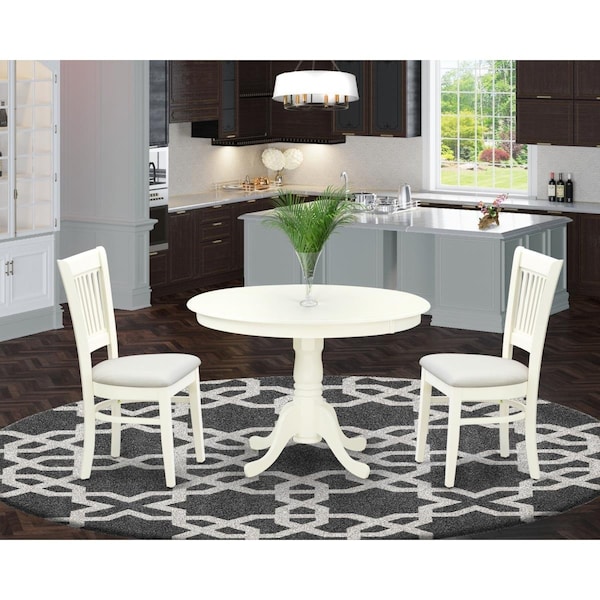East West Furniture 3 Piece Hartland Dining Table Set - Linen White - HLVA3-LWH-C