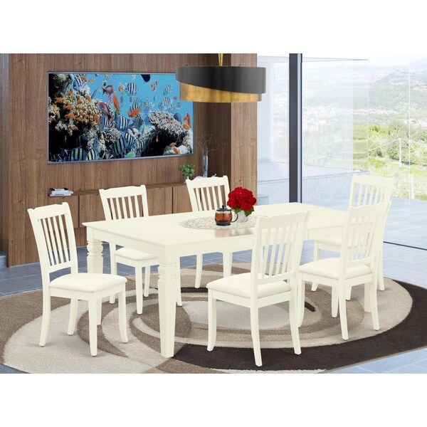 East West Furniture 7 Piece Logan Dinette Set - Linen White - LGDA7-LWH-C
