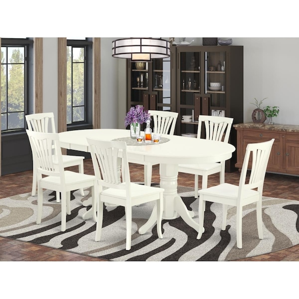 East West Furniture 7 Piece Vancouver Dining-room Set - Linen White - VAAV7-LWH-W