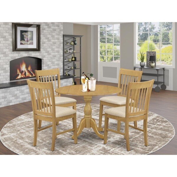 East West Furniture 5 Piece Dublin Dining Room Table Set - Oak - DMNF5-OAK-C