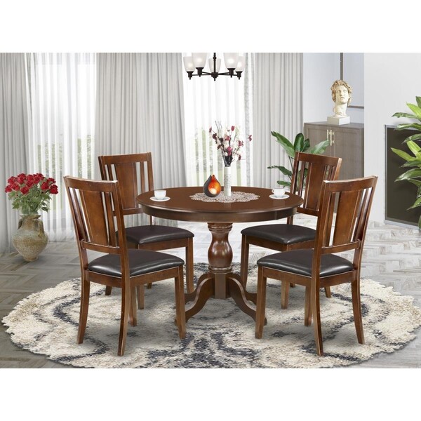 East West Furniture 5 Piece Hartland Dining Table Set - Mahogany - HBDU5-MAH-C