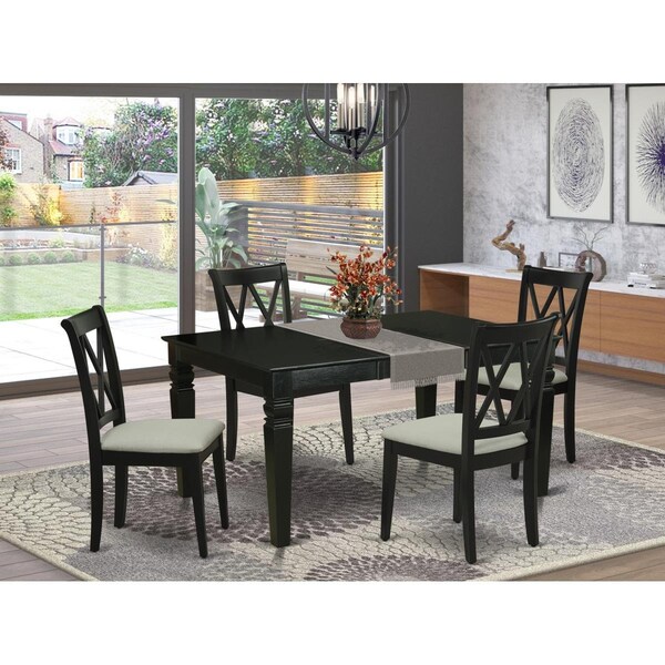 East West Furniture 5 Piece Weston Dining Set - Black - WECL5-BLK-C