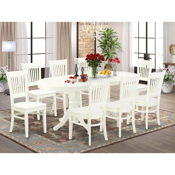 East West Furniture 9 Piece Vancouver Kitchen Table Set - Linen White - VAVA9-LWH-W