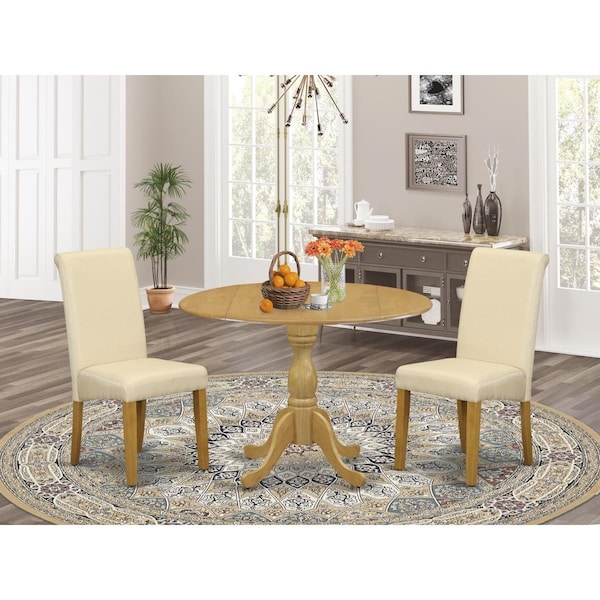 East West Furniture 3 Piece Dublin Dining Table Set - Oak - DMBA3-OAK-02