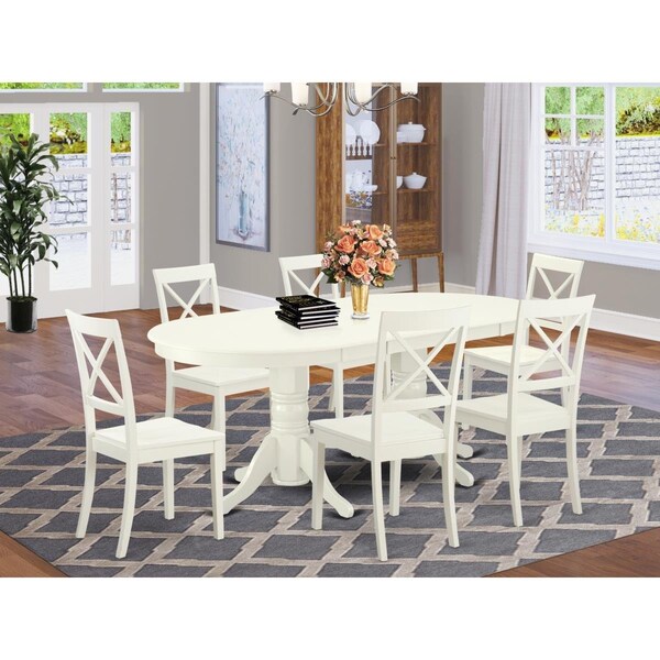 East West Furniture 7 Piece Vancouver Dining-room Set - Linen White - VABO7-LWH-W