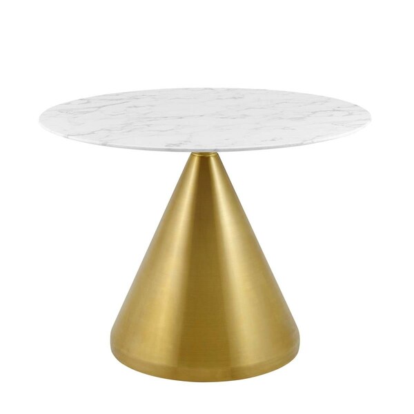 Modway Furniture 40 in. Tupelo Artificial Marble Dining Table, Gold White - EEI-5335-GLD-WHI