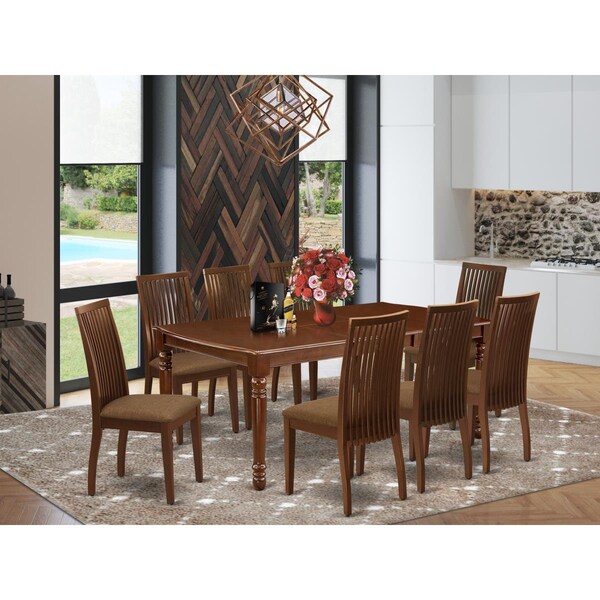 East West Furniture 9 Piece Dover Dining Set - Mahogany - DOIP9-MAH-C