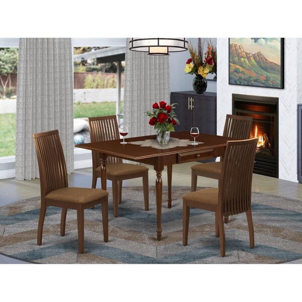 East West Furniture 5 Piece Monza Kitchen Table Set - Mahogany - MZIP5-MAH-C