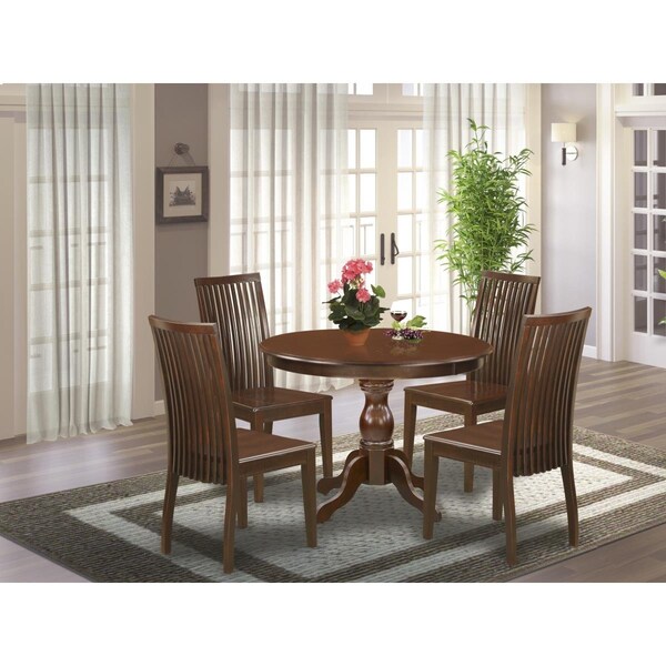 East West Furniture 5 Piece Hartland Kitchen Table Set - Mahogany - HBIP5-MAH-W