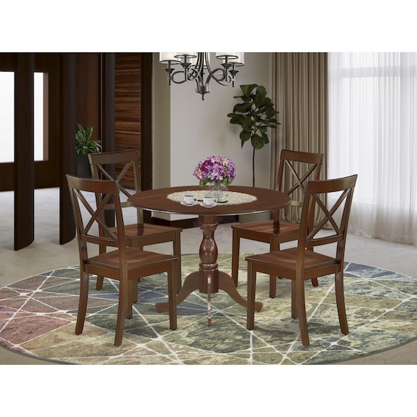 East West Furniture 5 Piece Dublin Dining Table Set - Mahogany - DMBO5-MAH-W