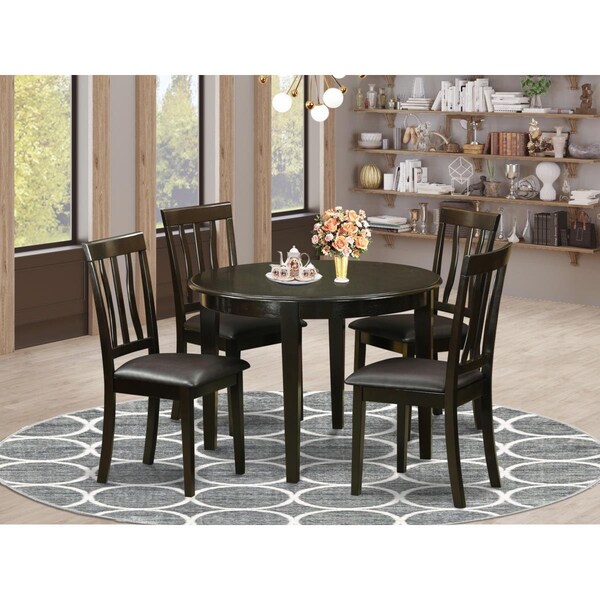 East West Furniture 5 Piece Boston Small Kitchen Table Set - Cappuccino - BOAN5-CAP-LC