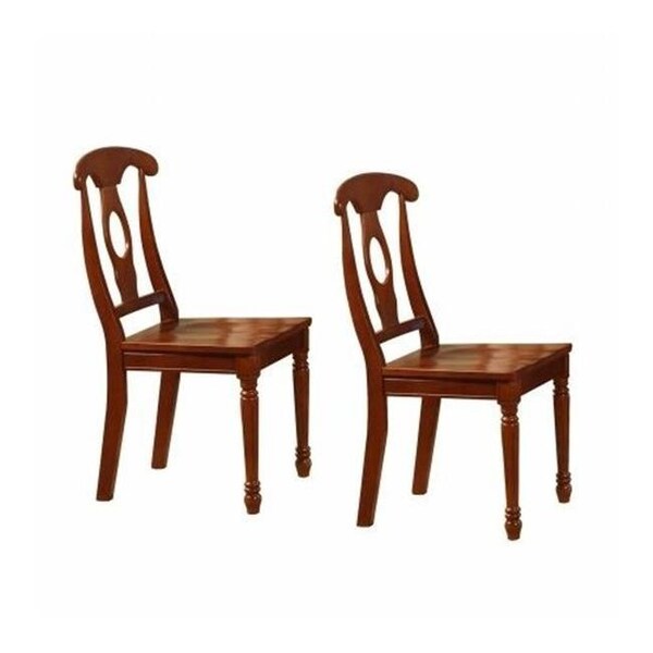 East West Furniture East West NAC-SBR-W Napoleon styled chair with wood seat; Saddle Brown - Pack of 2 - NAC-SBR-W