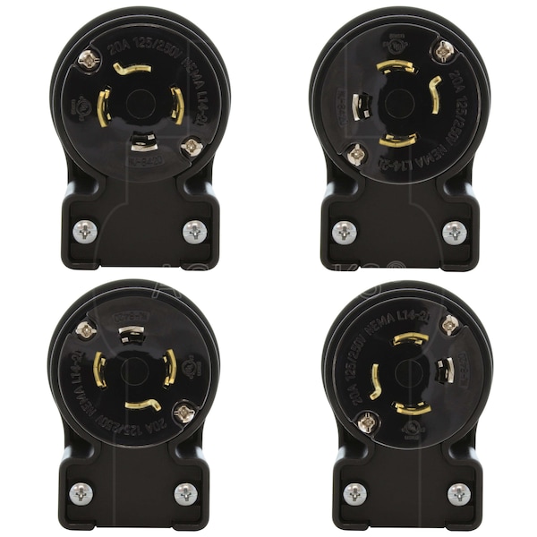 Ac Works NEMA L14-20P 20A 125/250V 4-Prong 4-Angles Locking Male Plug With UL, C-UL Approval - ASEL1420P