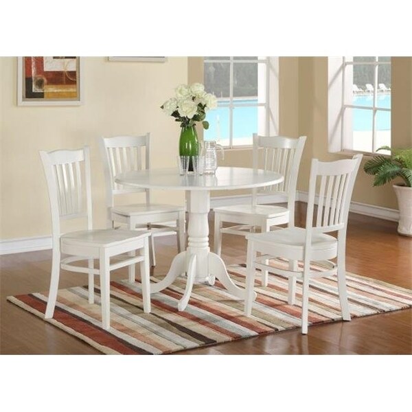 East West Furniture East West Furniture DLGR3-WHI-W 3 Piece Small Kitchen Table Set-Kitchen Table and 2 Kitchen Chairs - DLGR3-WHI-W