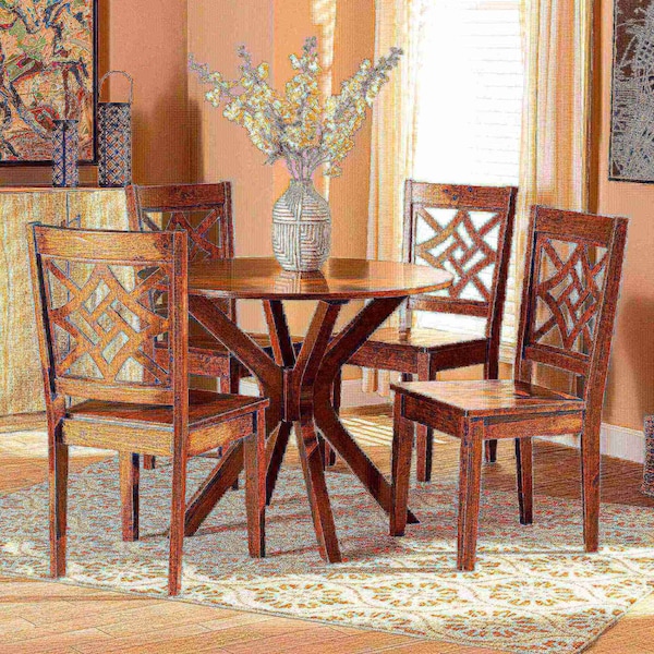 Baxton Studio Miela Modern and Contemporary Walnut Brown Finished Wood 5-Piece Dining Set - 179-11388-10891-ZORO