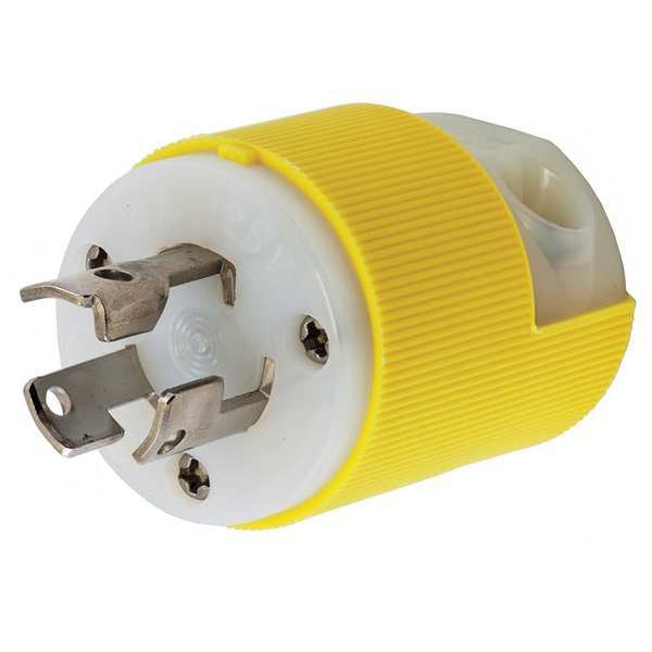 Hubbell 15A Locking Plug 2P 3W 125VAC L5-15P YL - HBL47CM20C