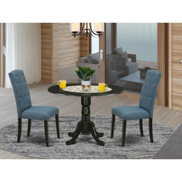 East West Furniture East West Furniture DLCE3-BLK-21 3 Piece Dublin Dinette Set - Black & Blue - DLCE3-BLK-21